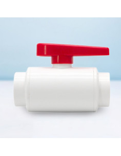 FC, LLAVE DE BOLA PARA ENCOLAR BLANCA CON MANGO ROJO 20 mm.